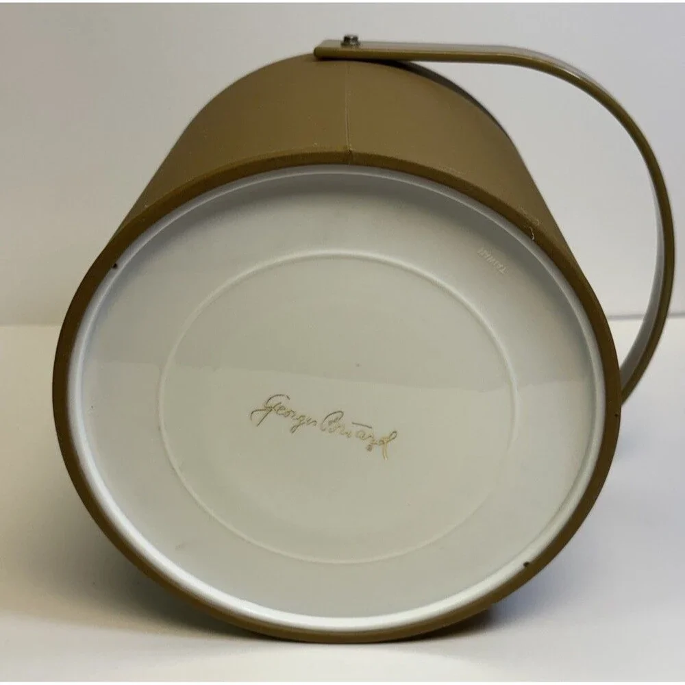 Vintage Signed Georges Briard Tan Ice Bucket ~ Lucite Lid & Handle